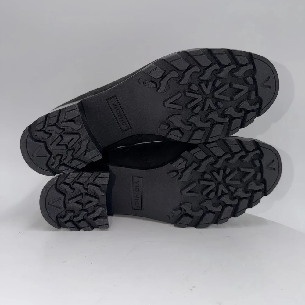 Vionic Women's Sz 8.5 Wilma Black Ankle Bootie Waterproof Nubuck‎ Leather